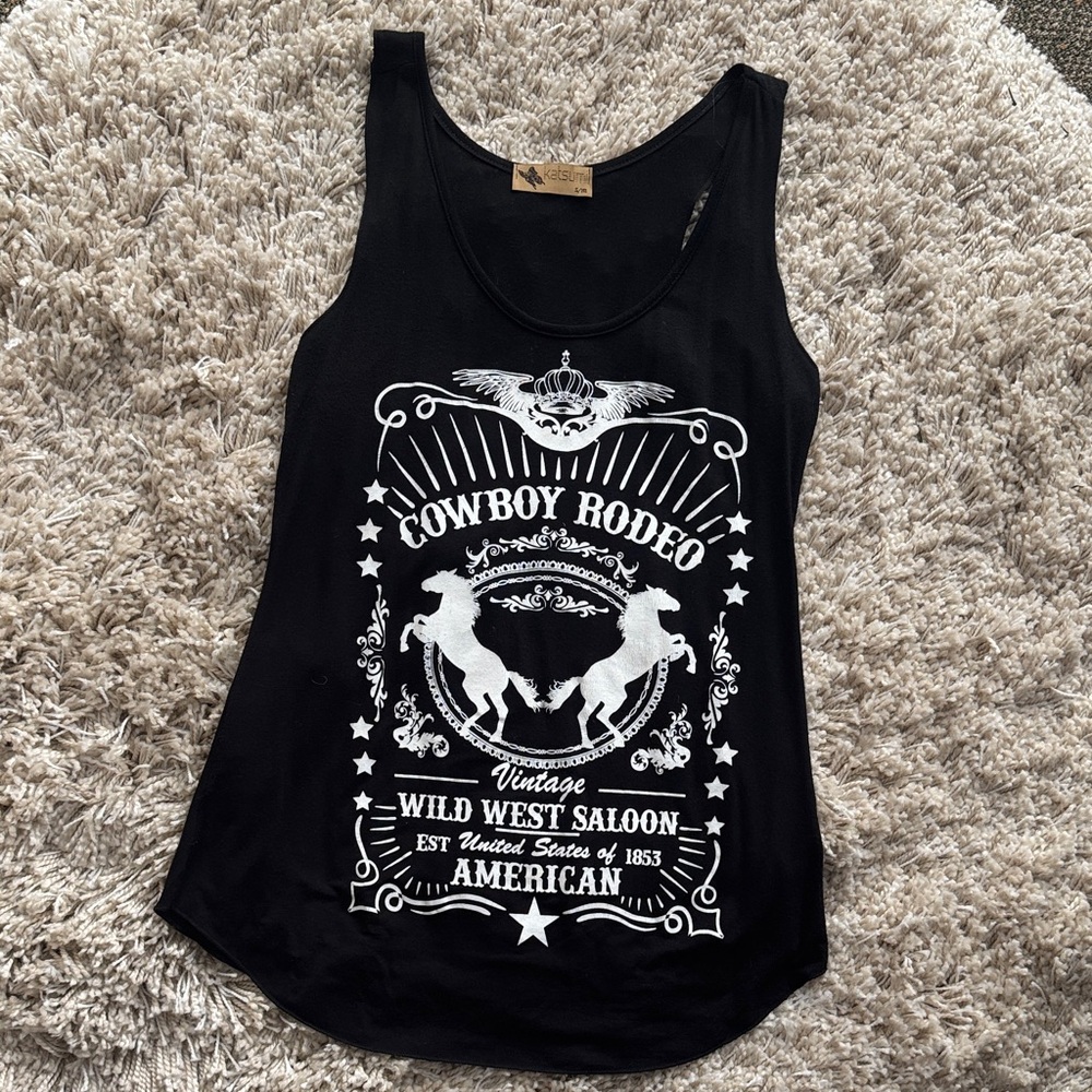 Cowboy Rodeo Black Tank Top